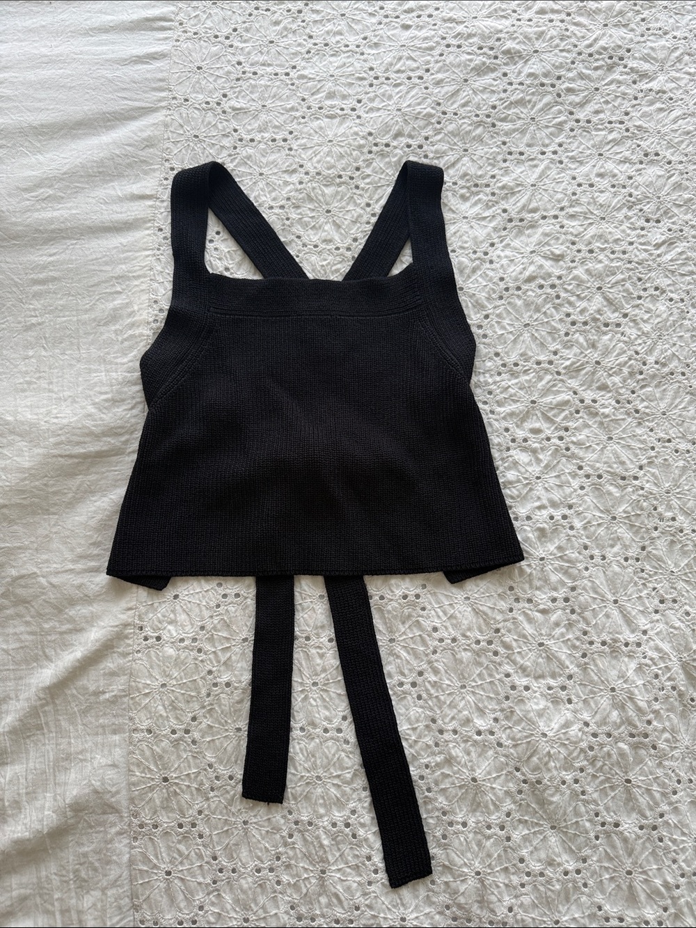 Aritzia Black Knit Sleeveless Tie-Back Top
